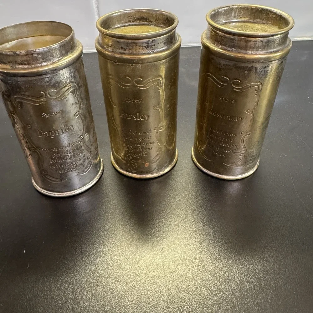 Lot Of 3 Antique  1920's Schilling Spices  Round Metal Tins Only 2‎ Have Lid
